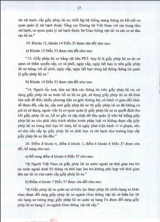 THÔNG BÁO VỀ THÔNG TƯ 38/2019/TT-BGTVT
