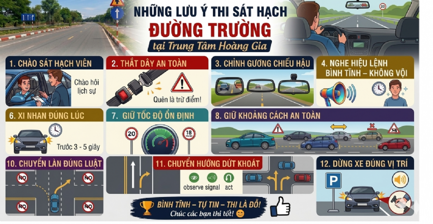 NHỮNG LƯU Ý  THI SÁT HẠCH ĐƯỜNG TRƯỜNG  GIÚP HỌC VIÊN TỰ TIN – ĐẠT KẾT QUẢ TỐT!