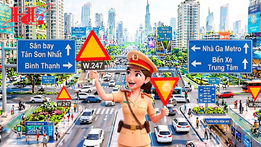 Video cách phân biệt biển báo tam giác viền đỏ, nền vàng quay ngược chiều nhau thế nào?